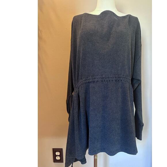Free People Josie Thermal Dress Medium Black Waffle knit dress tunic - Picture 7 of 13